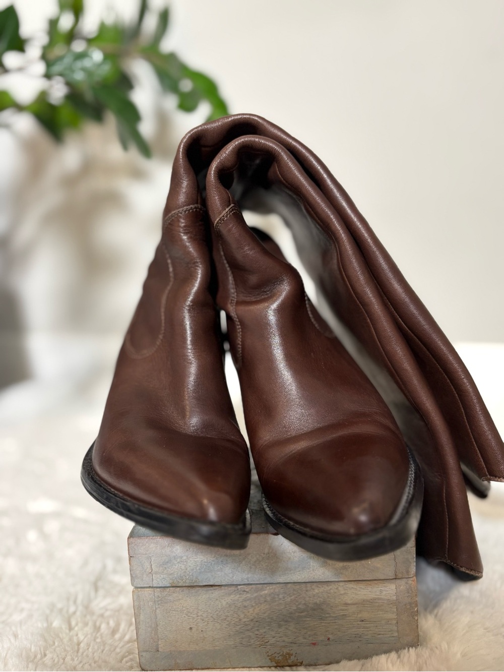 Bronx Western Leather Knee- High Boots coffee brown  H 20.5”— Size  EUR 39/ US9
